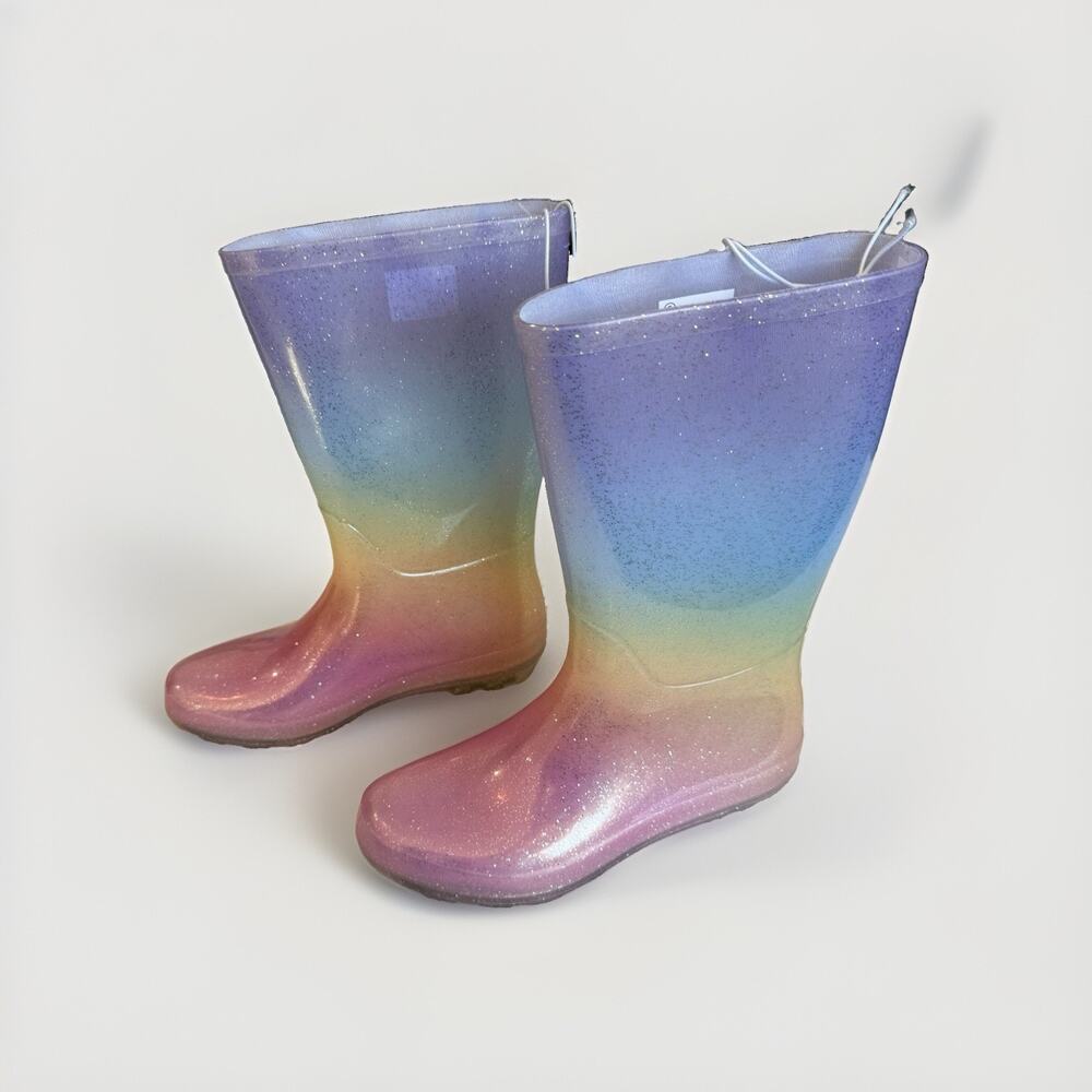 Cat&Jack Rainbow Ombré Girls Pull On Fall Rain Boots Cece Style Sz 5 Big Kid
